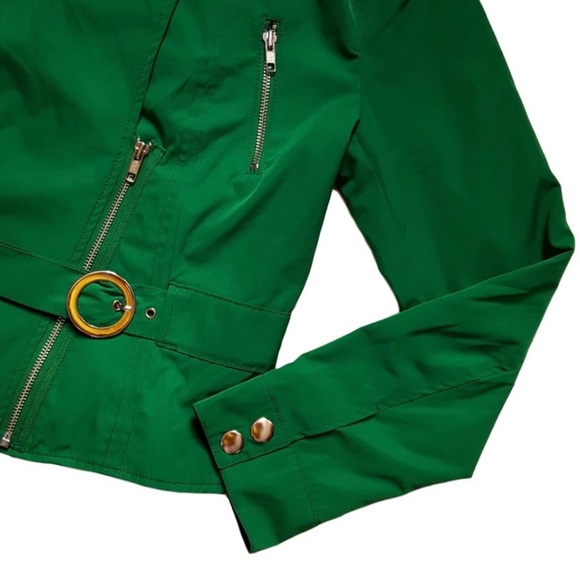 NWOT Express Women’s Zippered Moto Rain Jacket Emerald GREEN 🍀 SZ Small - Picture 8 of 12